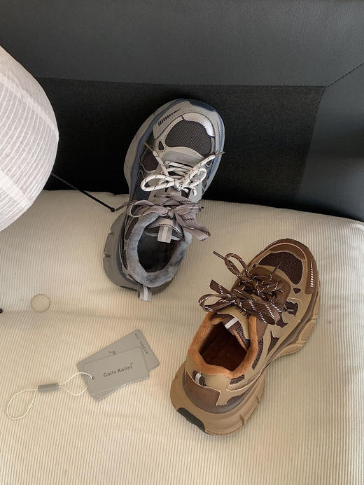 小怪兽加绒厚底增高5cm老爹鞋 商品图1