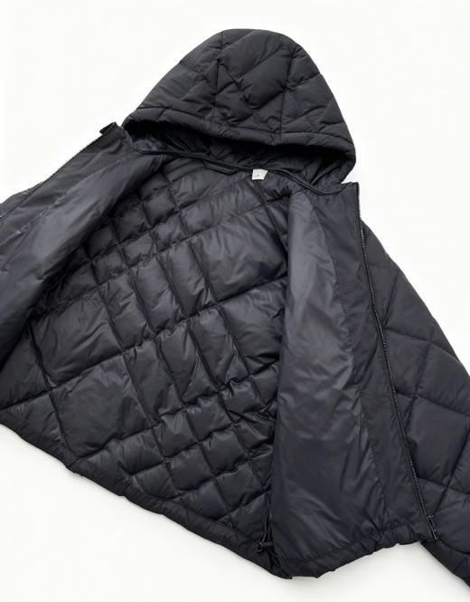 女士连帽绗缝蓬松鹅绒羽绒服。  黑色 粉色。自己备注号码 商品图10