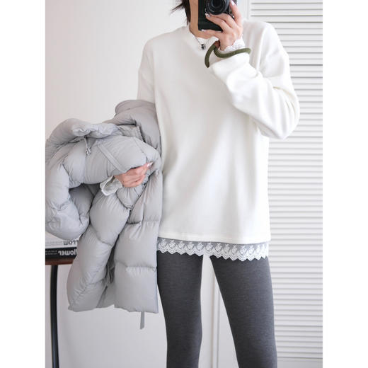 【加厚双面德绒蕾丝拼接打底衫】一件保暖度顶三 触感细腻蓬松温暖 商品图2