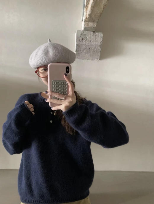 😱软乎乎封神❗️ 暖到犯规的云朵感❗️【仟梓赫 拉毛羊绒亨利领羊毛衫】👏🏻经典亨利领+微宽松版型，藏肉不挑身材～🥰  商品图1