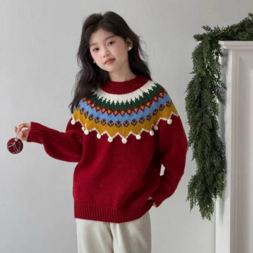 叮🔔🎄圣诞新年限定战袍来啦‼️【冬日甜妹手工毛球套头毛衣6086】🎄提前把圣诞穿在身上 chao级洋气，今天超多新款买到你过瘾😎王子公主请安心过节 商品图1