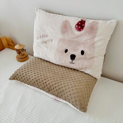 【YW】无忧购【甄选】大版儿童卡通小动物牛奶暖绒豆豆枕芯秋冬可拆卸幼儿园枕头套001（截单后3-5天发货) 商品图7