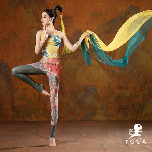 【现货秒发】壁虎瑜伽【入画+飞天】限量款印花瑜伽两件套 【可拆卸胸垫】（标准码） 商品图3