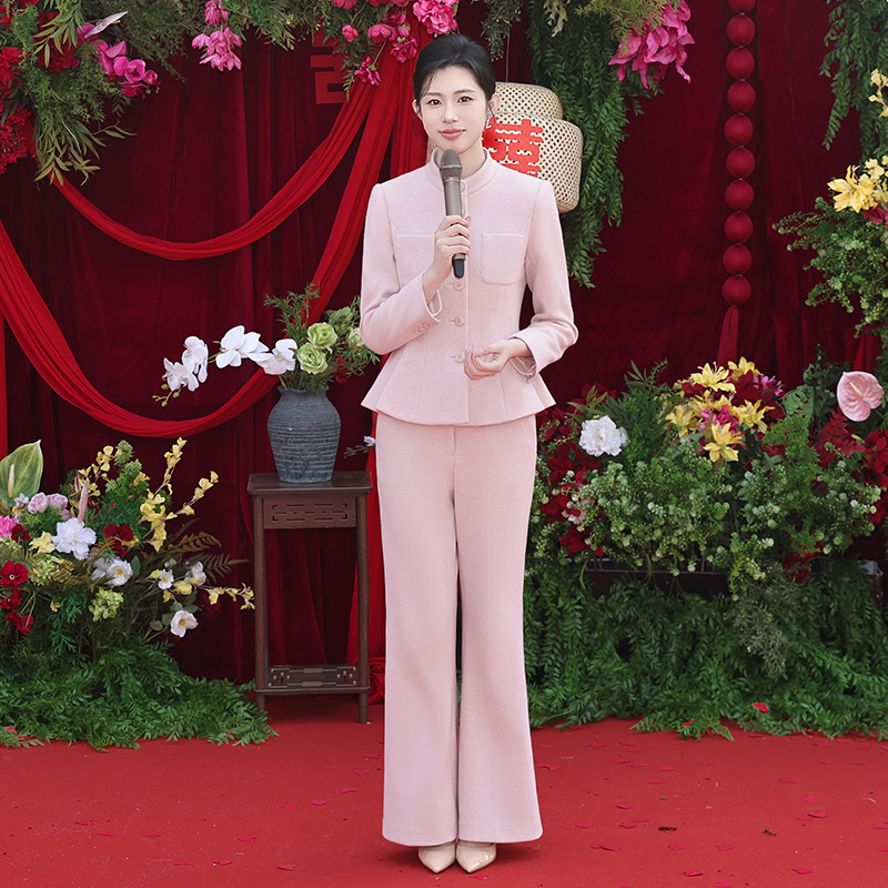 法小曼*子珍专款/春秋高端粉色面试职业装套裙女设计感小香风