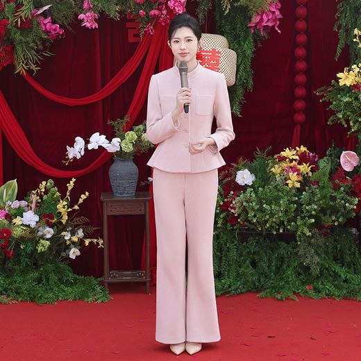 法小曼*子珍专款/春秋高端粉色面试职业装套裙女设计感小香风 商品图0