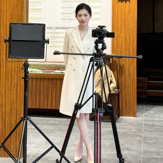 法小曼*子珍专款/气质杏色西装连衣裙艺考上镜工作服主持人面试正装职业裙 商品图4