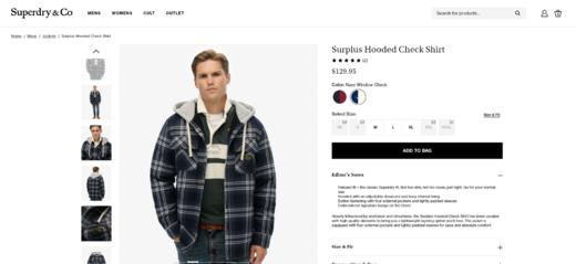 贝壳三 美式学院风加厚格子连帽棉衣男士复古宽松棉服C120308 商品图5