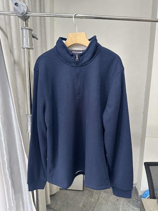 贝壳三 男士华夫格半拉链立领卫衣内里加绒加厚打底上衣C120318 商品图2