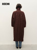 HIDEMI 极简立领大廓形经典落肩粗花呢浮雕澳洲羊毛厚款纽扣式长款口袋大衣 商品缩略图2