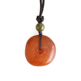 【天然正品】天然无杂裂满蜜鸡油黄圆形平安扣老蜜蜡吊坠项链27.8*28.7*9.5MM（皆取最大值）中性281125NJM17 特价