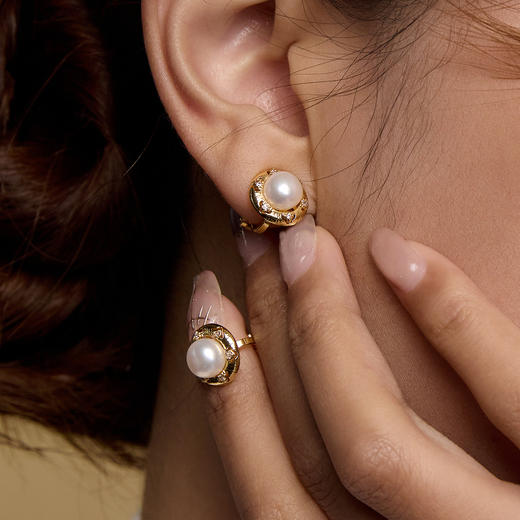 MANREYA玛芮雅“莫奈花园”一周珍珠耳饰礼盒丨5天不重样，耳钉耳夹同款、淡水珍珠+铜镀金 商品图9