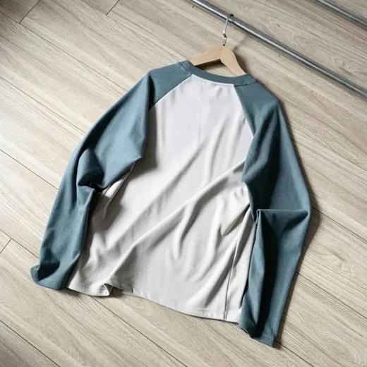 情侣抓绒衣针织衫保暖磨毛拼色长袖T恤 商品图2