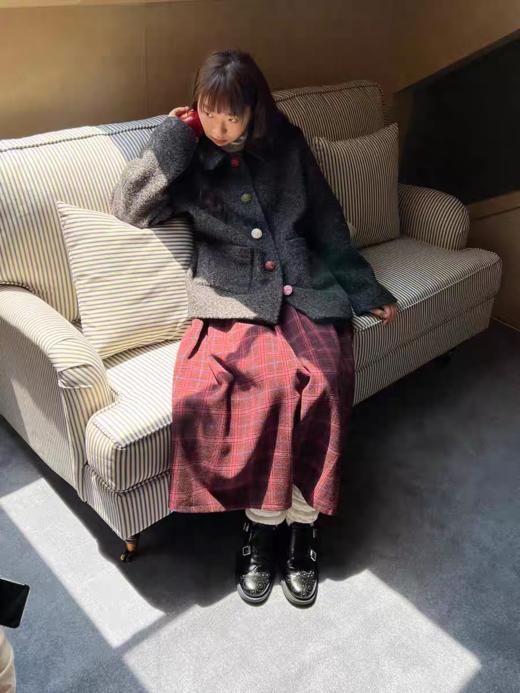 nothe Case布然/ HSTJ285/「花纱甜酒」手工毛线扣毛呢西装 杂灰色外套 商品图2