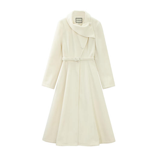 鹿向南「海岛热恋」冬季新款保暖百搭韩系气质杏色两穿外套连衣裙 商品图1