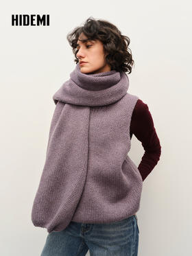 HIDEMI 进口美利奴羊毛系列粗针厚款设计感灯笼两件套 坎肩/马夹