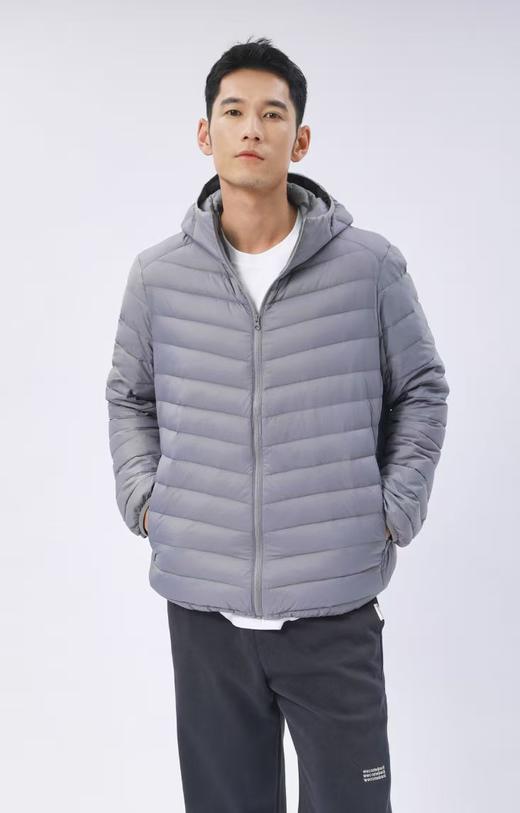 男士品牌售价1300轻薄连帽排骨90白鸭绒羽绒服 商品图7