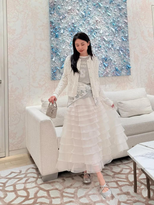 迪奥  25秋冬新款 白色镂空钩花菱格针织开衫(TM) 商品图2