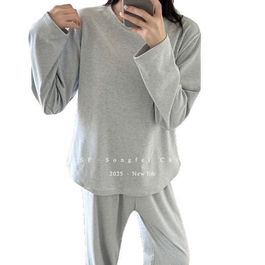 秋冬带胸垫磨毛加厚睡衣套装 可外穿宽松圆领套头显瘦女士家居服 商品图4