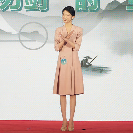 法小曼*子珍专款/粉色主持人播音生艺考服装女教师接待工作西装连衣裙正装女 商品图4