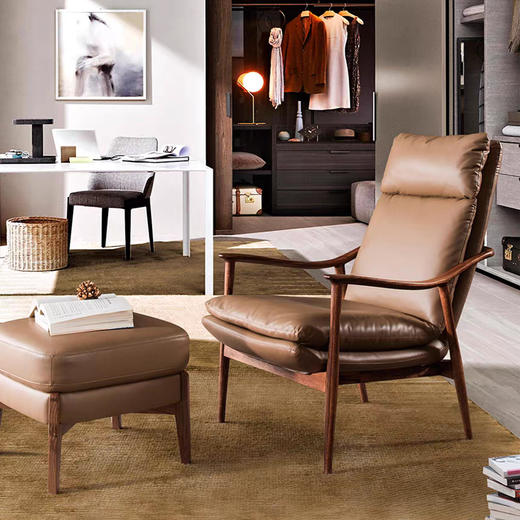 【中古风-YH-03椅】黑胡桃/真皮/客厅/卧房/休闲椅/休闲沙发 商品图0