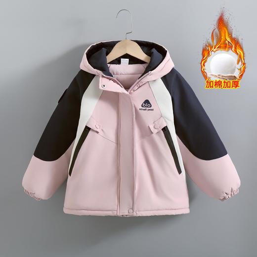 女童2025新款加棉加厚冲锋衣拼色秋冬季新款洋气连帽外套户外棉服 商品图3