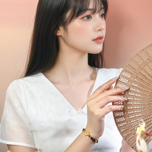 【新品首发】足金灵转八宝手链 黄金小叶紫檀南红珠新中式可转动如意八宝罗盘转手串【按克计价黄金2】MEMORA诗普琳GB316001 商品图1