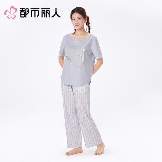 都市丽人女士睡衣家居服短袖长裤棉质套装LHC2G0 商品图1