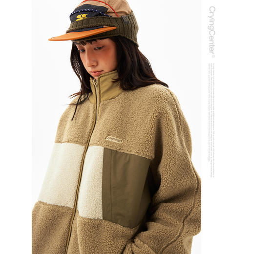 CryingCenter宽松廓形拼接羊羔绒立领外套户外摇粒绒 哭喊中心 商品图1