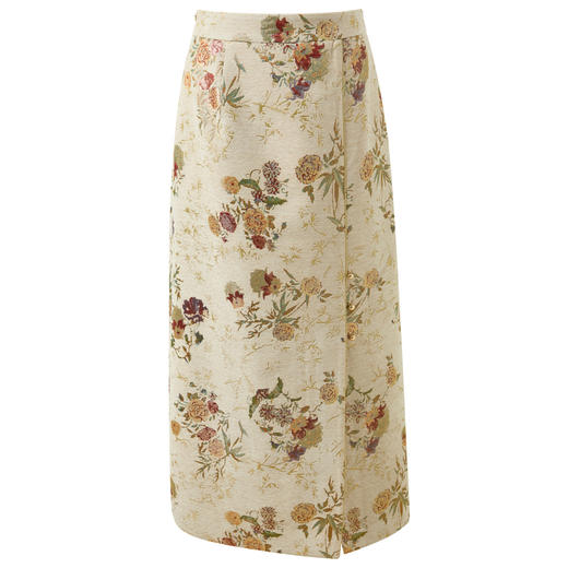 三彩【梦里浮花】2025冬季新款提花半身裙新中式直筒裙长裙C 商品图4