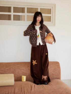 nothe Case布然/NC253204/「南瓜小镇」波点假两件针织开衫