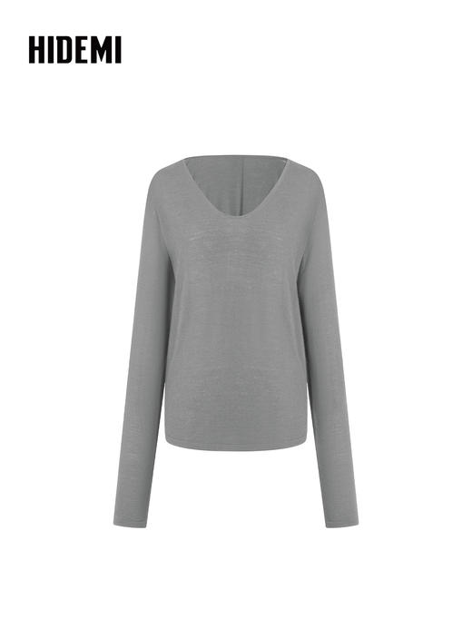 HIDEMI 澳洲美利奴羊毛极简款舒适感V领针织打底上衣毛衣 商品图4