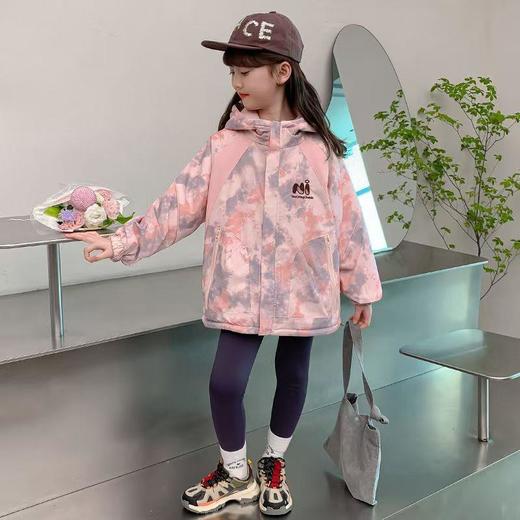 女童加绒双面穿外套2025新款儿童两面穿中大童冲锋衣防风保暖上衣 商品图2
