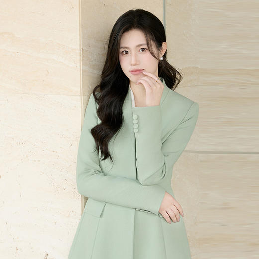 法小曼*子珍专款/绿色职场套装女西装外套中长款显瘦职业装气质阔腿裤正装CP2182 商品图6