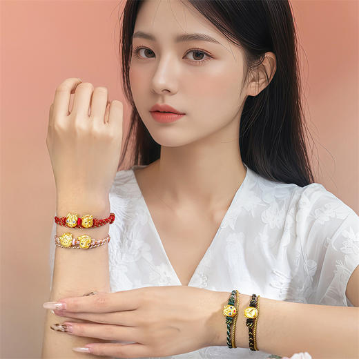 【新品首发】马上金喜 马卡龙生肖马足金黄金双面佩戴转运珠MEMORA诗普琳HP927101、HP927201、HP927301 商品图3