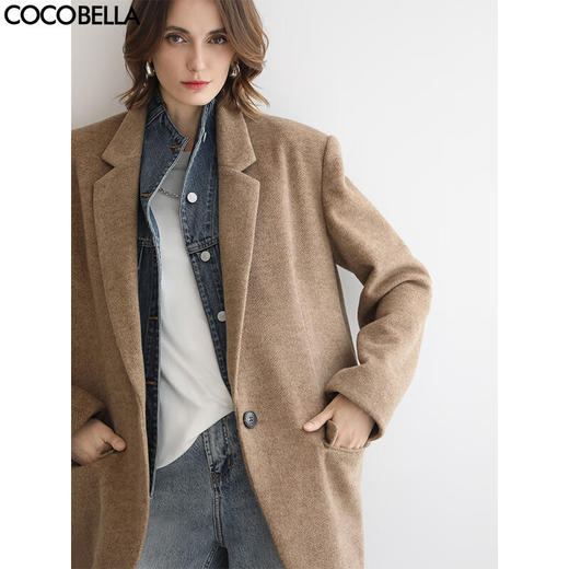 COCOBELLA高智感廓形通勤西装女2025秋冬保暖呢子外套SI3221 商品图0
