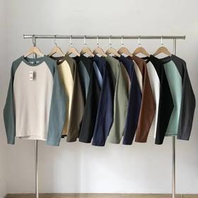 情侣抓绒衣针织衫保暖磨毛拼色长袖T恤