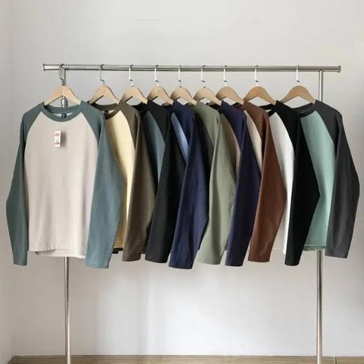 情侣抓绒衣针织衫保暖磨毛拼色长袖T恤 商品图0