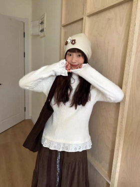 nothe Case布然/NCw2405/「雪绒公主」白色毛绒高领内搭打底衫