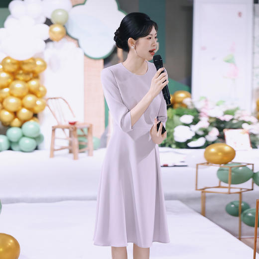 法小曼*子珍专款/紫色连衣裙气质主持人名媛高端女神艺考生Q1432 商品图1