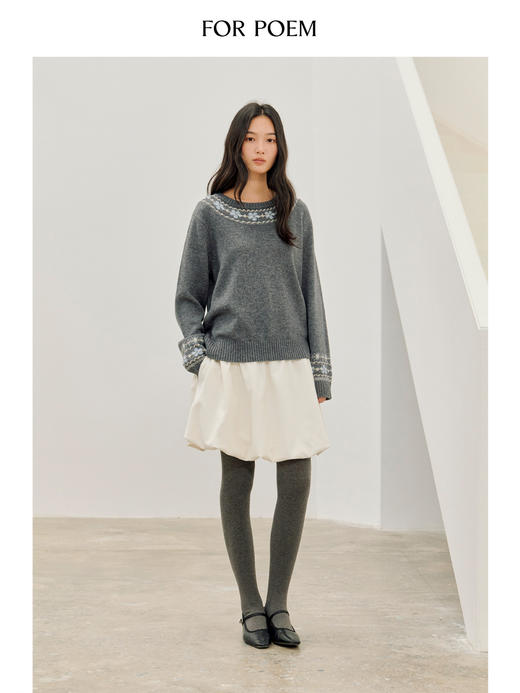 ForPoem 25/FW 原创设计羊毛天丝混纺短款简约百搭花苞半身裙 商品图1
