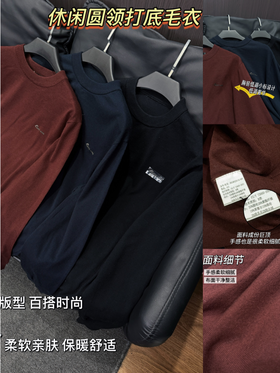 纯色圆领长袖简约打底衫