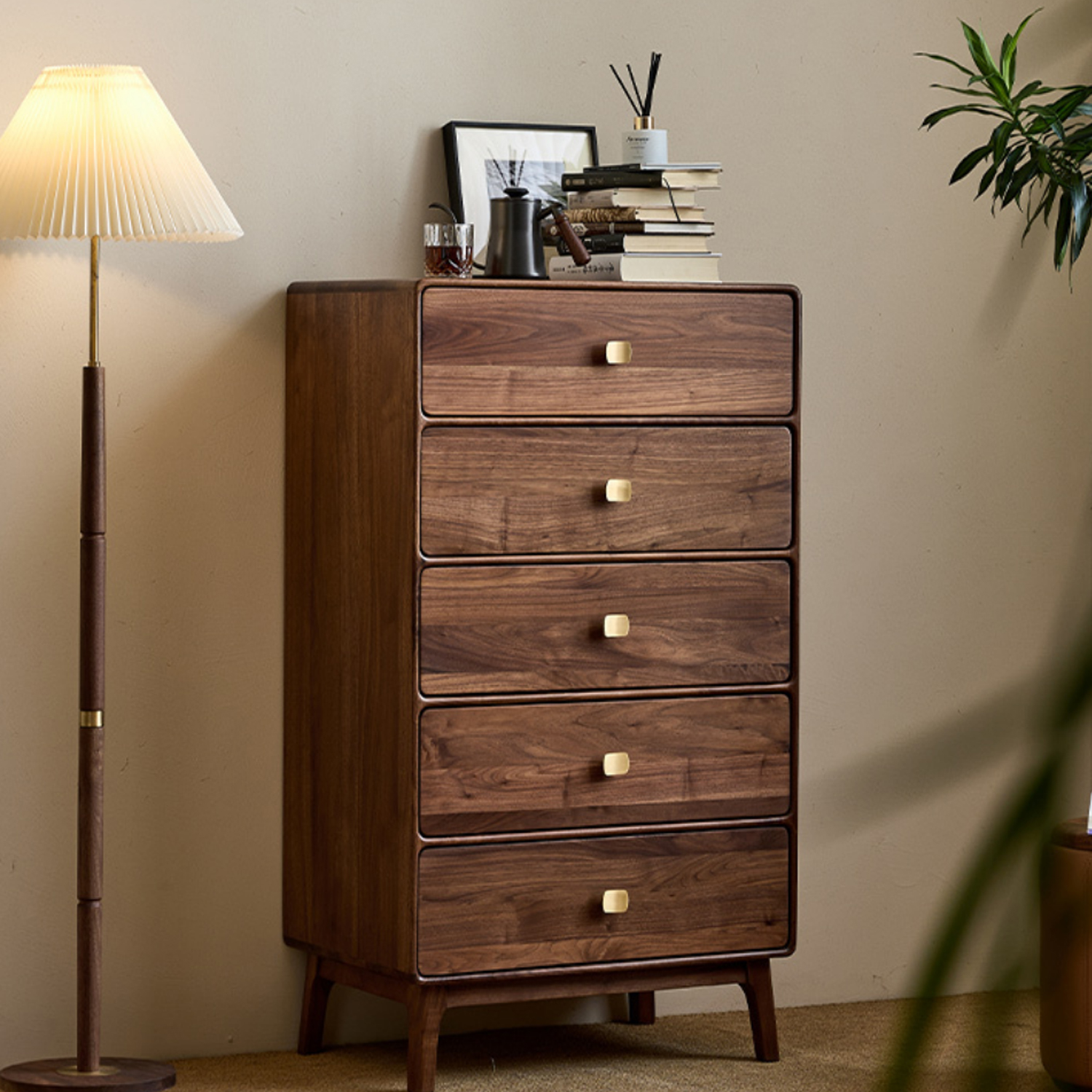 【中古风-HG-51斗柜】黑胡桃/客厅/卧房/收纳柜/五斗柜