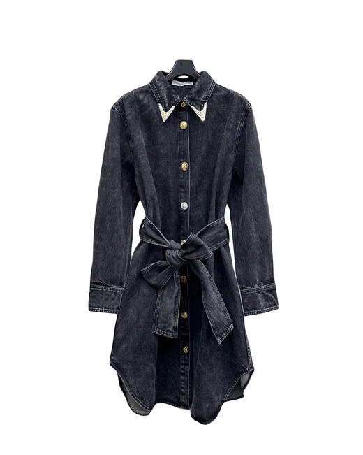 女款腰带牛仔连衣裙hu 商品图0