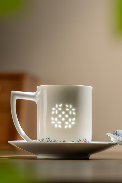 富玉 |  景德镇玲珑陶瓷水杯灼华办公杯套组礼盒装伴手礼 商品图2