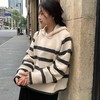 伊泺杉韩系连帽条纹针织套头毛衣 | 柔软舒适有垂感 挺括有型 藏肉显瘦 厚薄适中 商品缩略图0