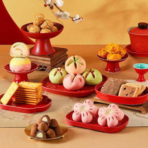 【喜兆盈枝礼盒】皇家2025春节年货礼盒装中式糕点过年走亲戚送礼品新年高端点心团购1025g 商品图3