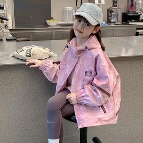 女童外套连帽冲锋衣春秋款2025新款儿童春装衣服洋气童装女孩上衣