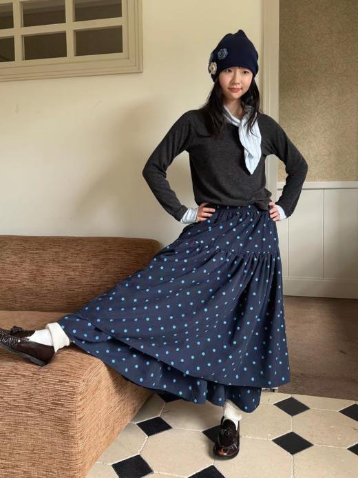 nothe Case布然/NC253206/「波点城堡」绒感波点印花蛋糕裙 商品图1