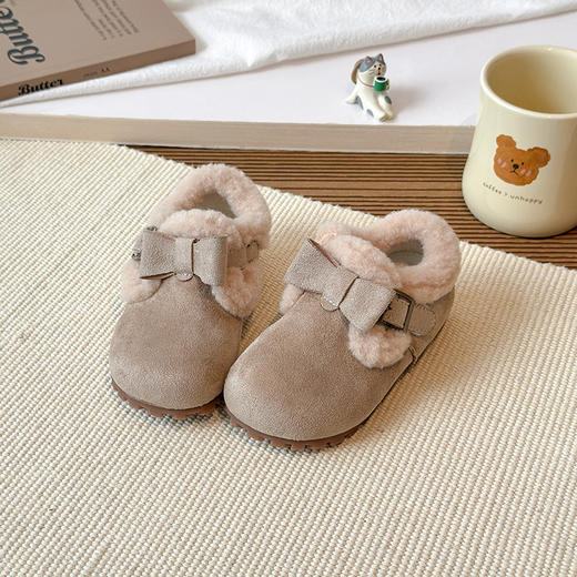 【舒适锁温保暖】女童可爱蝴蝶结毛毛口短靴2025冬季加绒防滑小女孩博肯棉鞋保暖鞋。jb 商品图3