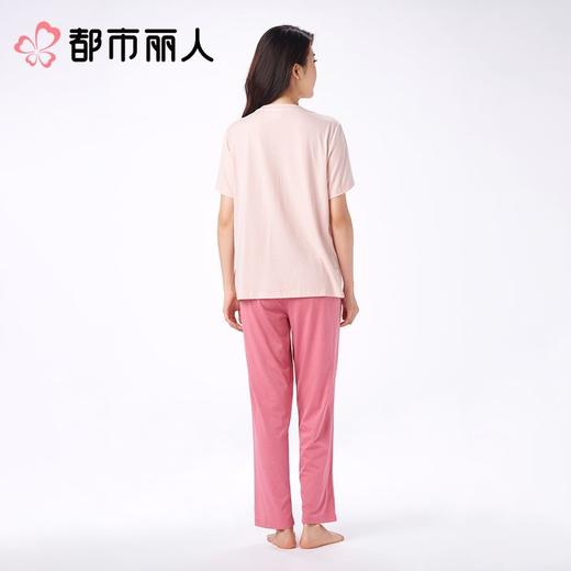 都市丽人女士睡衣家居服短袖短裤+长裤棉质三件套装LHC2K1 商品图3